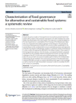 Characterisation of food governance for alternative and sustainable food systems: a systematic review