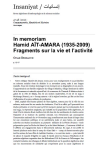In memoriam Hamid AÏT-AMARA (1935-2009) : fragments sur la vie et lactivité