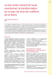 Le lien entre lamont et laval : coordonner la transformation au niveau de tous les maillons de la filière
