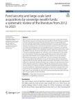 Food security and large-scale land acquisitions by sovereign wealth funds: a systematic review of the literature from 2012 to 2023