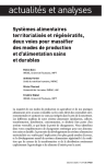 Systèmes alimentaires territorialisés et régénératifs, deux voies pour massifier des modes de production et dalimentation sains et durables