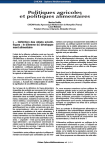 Politiques agricoles et politiques alimentaires
