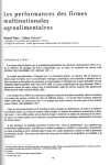 Les performances des firmes multinationales agroalimentaires