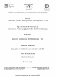 Rôles et contributions des institutions rurales dans la gestion durable des ressources naturelles et la construction des territoires ruraux