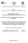 Analyse de la filière d'aquaculture continentale en Algérie et perspective de développement d'une pisciculture intégrée à l'agriculture