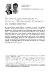 Territoire, gouvernance et acteurs