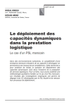 Le déploiement des capacités dynamiques dans la prestation logistique