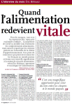 Quand l'alimentation redevient vitale