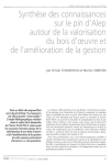 Synthèse des connaissances sur le pin d'Alep autour de la valorisation du bois d'oeuvre et de l'amélioration de la gestion