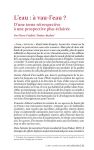 L’eau : à vau-l’eau ? D’une terne rétrospective à une prospective plus éclairée