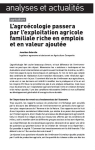 L’agroécologie passera par l’exploitation agricole familiale riche en emplois et en valeur ajoutée