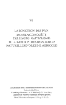 La fonction des prix dans la conquête par l'agro-capitalisme de la gestion des ressources naturelles d'origine agricole