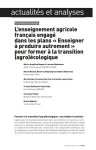 L'enseignement agricole français engagé dans les plans « Enseigner à produire autrement » pour former à la transition (agro)écologique
