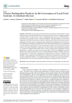 Citizen participation practices in the governance of local food systems: a literature review