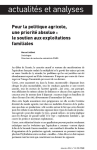 Pour la politique agricole, une priorité absolue : le soutien aux exploitations familiales