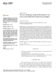 The new challenges of agricultural policy: new actors and redefined development paradigms