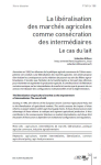 La libéralisation des marchés agricoles comme consécration des intermédiaires. Le cas du lait