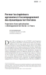 Former les ingénieurs agronomes à laccompagnement des dynamiques territoriales. Trajectoire dune spécialisation « développement territorial » à lIsara