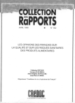 Les opinions des Français sur la qualité et sur les risques sanitaires des produits alimentaires