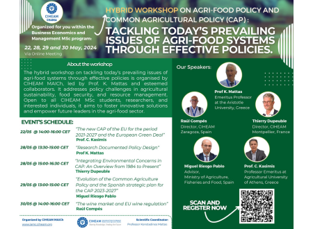 Workshop on AgriFood Policy and CAP in CIHEAM MAICh