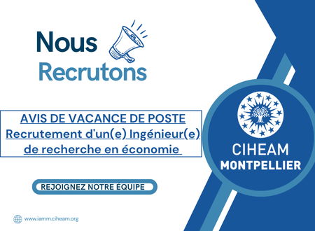 AVIS DE VACANCE DE POSTE : Recrutement d’un(e) Ingénieur(e) de recherche en économie
