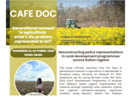 Invitation du CIHEAM Montpellier : Café Doc du Vendredi 24 Octobre 2025 à 12h30 – Le renouvellement générationnel en agriculture : quelle est la représentation du problème ?