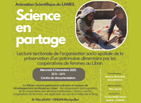 Invitation du CIHEAM Montpellier : Animation Scientifique de Rita Jalkh le jeudi 03 décembre 2025 à 12h