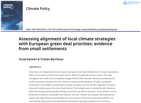 Assessing alignment of local climate strategies with European green deal priorities: evidence from small settlements