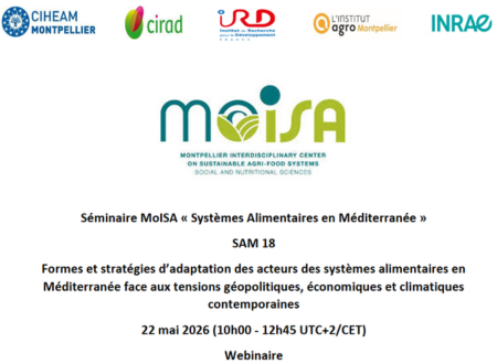 MoISA SAM 18 Cross-Cutting Webinar: “Adaptation Strategies and Approaches of Food System Actors in the Mediterranean in Response to Contemporary Geopolitical, Economic, and Climate Challenges,” May 22, 2026 (10:00 a.m. – 12:45 p.m. UTC+2/CET)